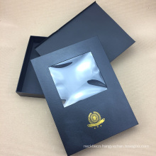 Gold Stamped Custom Logo Gift Packaging Scarf Box with Transparent Windows